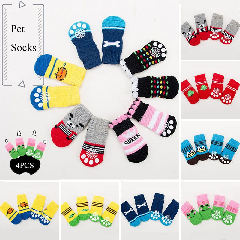 4pcs Pet Dog Socks Outdoor Indoor Non Slip Dog Shoes Pet Paw