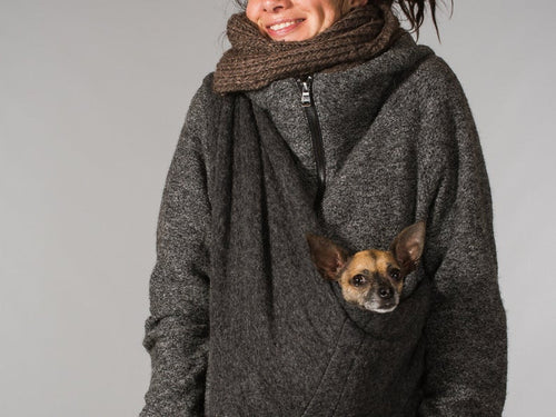 Pet sling wool mixed grey for dogs up to 11 lbs /dog sling/ travel carrier - Petgo Wholesale