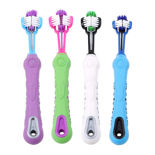 Pet Dog Toothpaste Toothbrush Three-Tooth Anti-Slip Pet Dog Tooth Cleaning Oral Dental Care Tool Supplies Cleaning Mouth - Petgo Wholesale