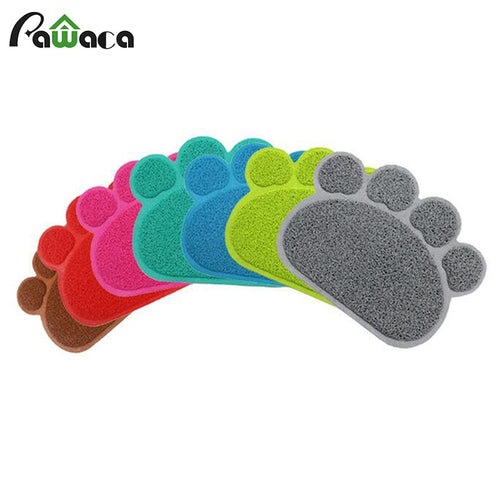 Cute Paw PVC Pet Dog Cat Feeding Mat Pad Pet Dish Bowl Food Water Feed Placemat Puppy Bed Blanket Table Mat Easy Wipe Cleaning - Petgo Wholesale