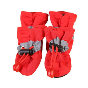 4 Pcs/Set Lovely Non-slip Solid Waterproof Rain Boots Autumn Winter Dogs Paws Soft Shoe Portable Pet Dog Shoes Cover@LS - Petgo Wholesale