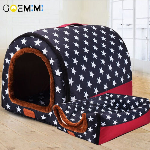 New Warm Dog House Comfortable Print Stars Kennel Mat For Pet Puppy Top Quality Foldable Cat Sleeping Bed cama para cachorro - Petgo Wholesale