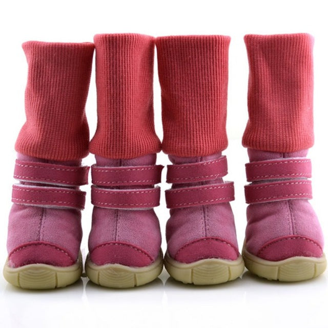 Thick Fur Pet Shoes Small Dogs Shoes Winter Warm Snow Boots For Teddy Poodle Coffee/Pink/Purple - Petgo Wholesale