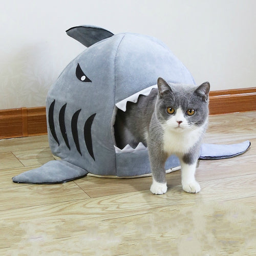 Shark Pet Bed Warm Pet Products Soft Cartoon House For Cat Washable Puppy Bed Winter Dog Cushion - Petgo Wholesale