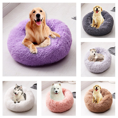 Long Plush Super Soft Pet Bed Kennel Dog Round Cat Winter Warm Sleeping Bag Puppy Cushion Mat Portable Cat Supplies - Petgo Wholesale