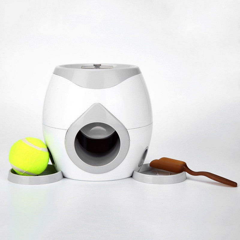 Interactive tennis ball launcher and cheap treat