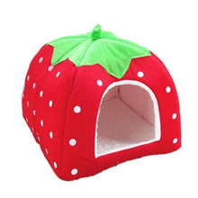 Load image into Gallery viewer, Soft Strawberry Leopard Pet Dog Cat House Tent Kennel Winter Warm Cushion Basket Doggy Cushion Basket Bed Cave Pet Product - Petgo Wholesale