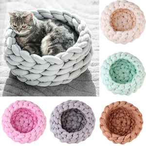 Knitting Cotton Large Pet Dogs Cats Bed Soft Warm Kennel Mat Puppy Cushion House - Petgo Wholesale