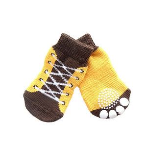 4 Pcs Anti Slip Pet Warm Sock Pet Puppy Dog Socks Soft Knit Bottom Socks Clothes Apparels Weave Skid Bottom Dog Socks Pet Gift - Petgo Wholesale