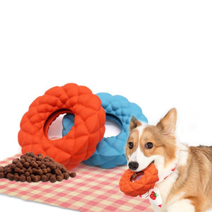 Rubber Molar Round Toy Dog Leaking Food Ring Chewing Bitting IQ Training Interactive Pet Toys Z
