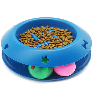 Slow Feeder Pet Bowl Fun Interactive Scratcher Cat Dog Bowl Tower Of Track IQ Treat Ball Toy Stop Bloat Slow Food Bowl Feed Bowl