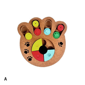 2019 Training Natural Food Treated Wooden Paw Shape Pet Dog Cat IQ Toys Educational Feeding Game Paw Puzzle Plate Playing Toy