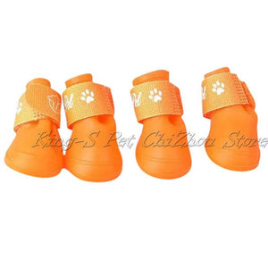 Colorful Dog Pet Boots PU Silica Gel Waterproof Pet Shoes, 4Pcs/set Dog's Shoes 8 Candy Colors Cat Rain Shoes Size S/M/L/XL/XXL - Petgo Wholesale