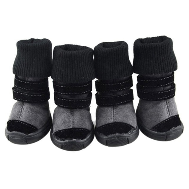 Pet Winter Winter Animal Shoes Anti-Slip Leather Soft Cashmere Waterproof Warm Boots Chill Trend - Petgo Wholesale