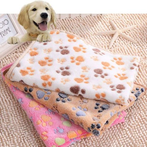 New Cute Dog Bed Mats Soft Flannel Fleece Paw Foot Print Warm Pet Blanket Sleeping Beds Cover Mat For Small Medium Dogs Cats - Petgo Wholesale