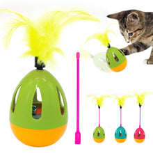 Load image into Gallery viewer, Interactive Dog Cat Toy Feather Pet Sound Squeak Ball Toys Pets IQ Training Playing Scratching Cats Wand With Bell For Dogs Cats