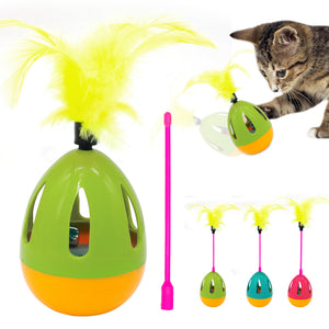 Interactive Dog Cat Toy Feather Pet Sound Squeak Ball Toys Pets IQ Training Playing Scratching Cats Wand With Bell For Dogs Cats