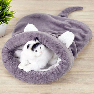 Cat Sleeping Bag Warm Coral Fleece Dog Cat Bed Pet Dog House Lovely Soft Pet Cat Mat Cushion Warm Travel Cat Bed Mat Covers - Petgo Wholesale