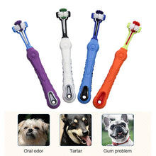 Load image into Gallery viewer, Pet Dog Toothpaste Toothbrush Three-Tooth Anti-Slip Pet Dog Tooth Cleaning Oral Dental Care Tool Supplies Cleaning Mouth - Petgo Wholesale