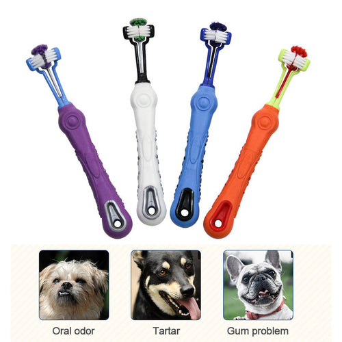 Pet Dog Toothpaste Toothbrush Three-Tooth Anti-Slip Pet Dog Tooth Cleaning Oral Dental Care Tool Supplies Cleaning Mouth - Petgo Wholesale