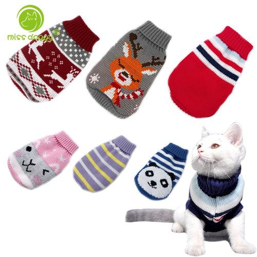 Cartoon Pet Cat Sweater Winter Warm Cotton Cat Clothes for Small Cats Kitten Coat Jacket Kitty Knitted Sweaters Pet Dog Clothing - Petgo Wholesale