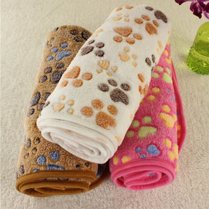 40x60cm Cute Dog Bed Mats Soft Flannel Fleece Paw Foot Print Warm Pet Blanket Sleeping Beds Cover Mat For Small Medium Dogs Cats - Petgo Wholesale