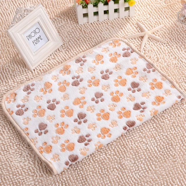 40x60cm Cute Dog Bed Mats Soft Flannel Fleece Paw Foot Print Warm Pet Blanket Sleeping Beds Cover Mat For Small Medium Dogs Cats - Petgo Wholesale