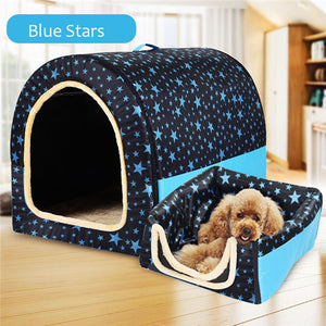 New Warm Dog House Comfortable Print Stars Kennel Mat For Pet Puppy Top Quality Foldable Cat Sleeping Bed cama para cachorro - Petgo Wholesale