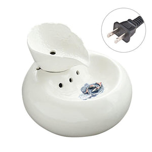 EU/US Smart Ceramics Cat Drinking Feeder Automatic Circulating Water Feeder Pet Water Dispenser 3D Fountain Water Basin 20E