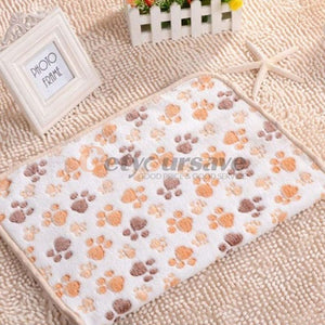 Cute Pet Small Warm Blanket Paw Print Dog Cat Hamsters Puppy Fleece Soft Beds Mat Cushion Pad - Petgo Wholesale