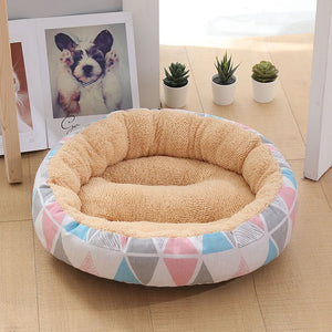 Soft Pet Dog Bed Washable Round Cat Cot Nest Non-slip Pet House Dog Cushion Short Plush Mats Lounger Sofas Products for Dogs - Petgo Wholesale