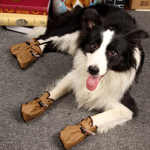 Large Big Dog PU leather Sport Shoes Winter Waterproof Pet Dog Puppy Martin Boots Non-slip Pitbull Golden Retriever Home Shoes - Petgo Wholesale