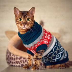 Snowflake Sphinx Cat Sweater Knitwear Pet Jumper Coat Dogs Cat Christmas  Clothes for Small Pet XS S M L XL XXL - Petgo Wholesale